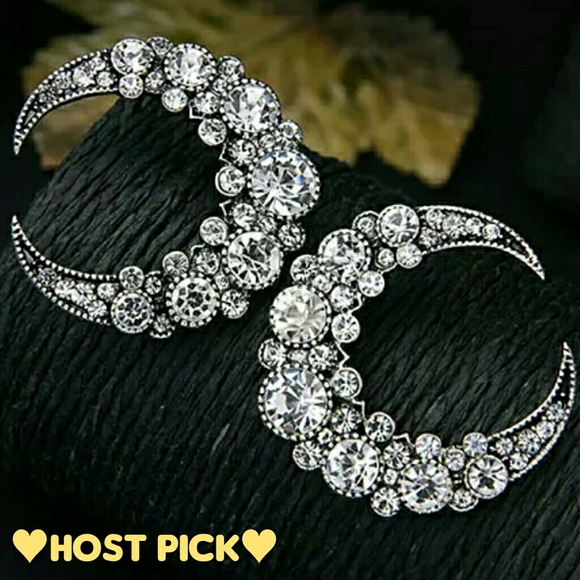 Jewelry - Large Crescent Moon Sparkling Fashion Earrings